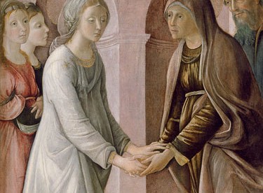Pjetro di Frančesco delji Oriolio „Švč. Mergelės Marijos Apsilankymas pas Elzbietą“
