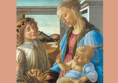 Mergelė ir kūdikis su angelu